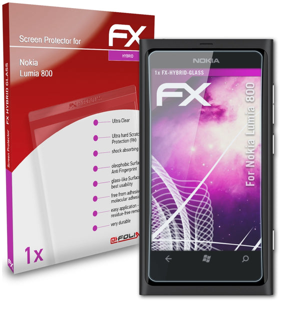 atFoliX FX-Hybrid-Glass Panzerglasfolie für Nokia Lumia 800