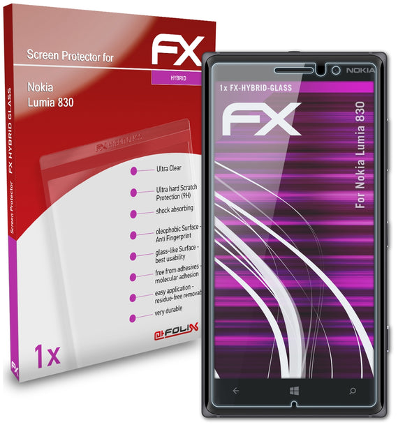 atFoliX FX-Hybrid-Glass Panzerglasfolie für Nokia Lumia 830