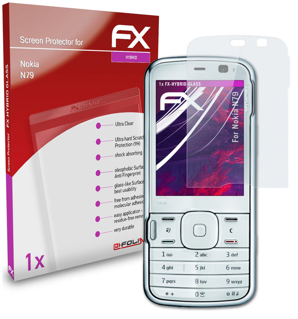 atFoliX FX-Hybrid-Glass Panzerglasfolie für Nokia N79