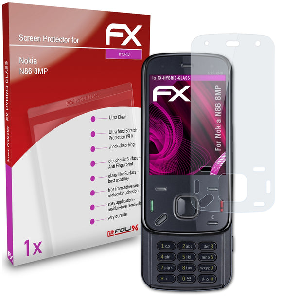 atFoliX FX-Hybrid-Glass Panzerglasfolie für Nokia N86 8MP