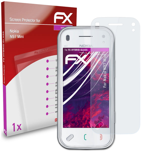 atFoliX FX-Hybrid-Glass Panzerglasfolie für Nokia N97 Mini