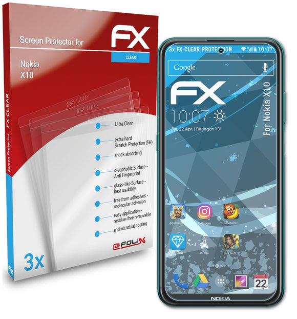 atFoliX FX-Clear Schutzfolie für Nokia X10
