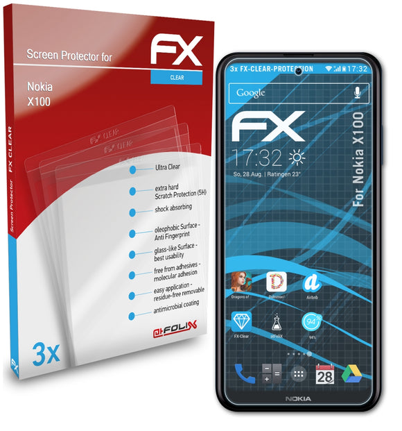 atFoliX FX-Clear Schutzfolie für Nokia X100