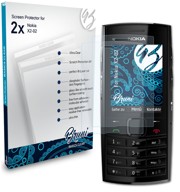 Bruni Basics-Clear Displayschutzfolie für Nokia X2-02