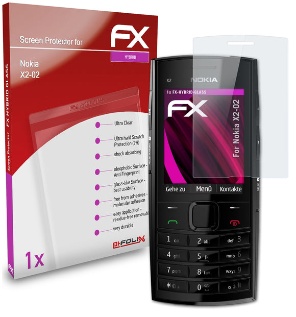 atFoliX FX-Hybrid-Glass Panzerglasfolie für Nokia X2-02