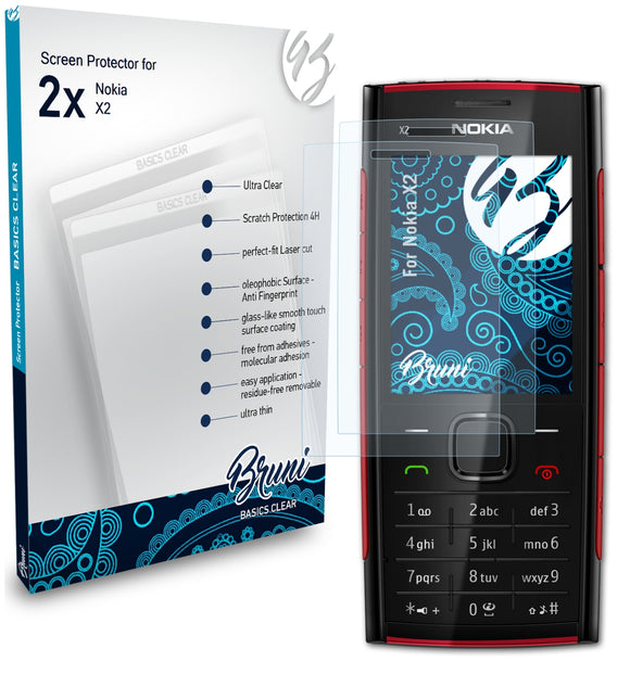 Bruni Basics-Clear Displayschutzfolie für Nokia X2