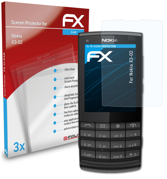 atFoliX FX-Clear Schutzfolie für Nokia X3-02