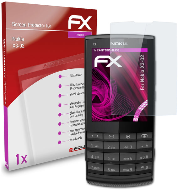 atFoliX FX-Hybrid-Glass Panzerglasfolie für Nokia X3-02