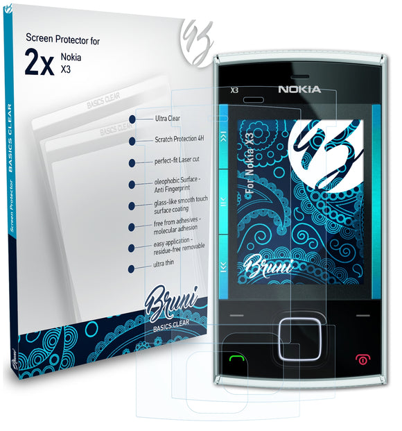 Bruni Basics-Clear Displayschutzfolie für Nokia X3