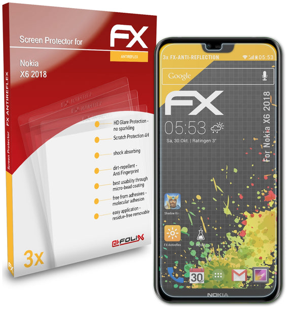 atFoliX FX-Antireflex Displayschutzfolie für Nokia X6 (2018)