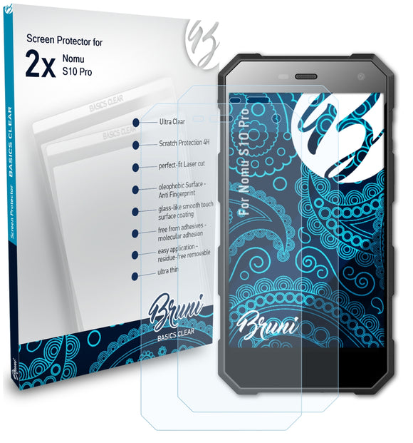 Bruni Basics-Clear Displayschutzfolie für Nomu S10 Pro