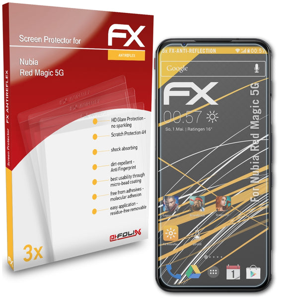 atFoliX FX-Antireflex Displayschutzfolie für Nubia Red Magic 5G