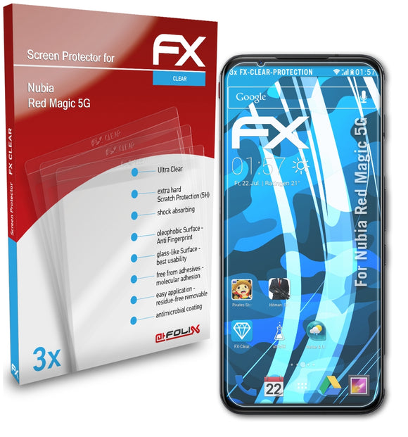 atFoliX FX-Clear Schutzfolie für Nubia Red Magic 5G