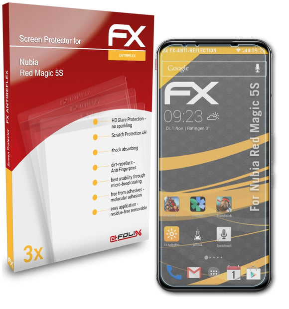 atFoliX FX-Antireflex Displayschutzfolie für Nubia Red Magic 5S