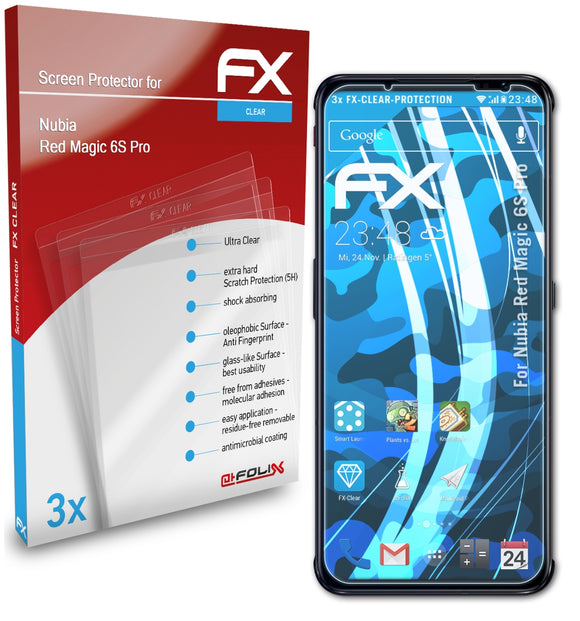 atFoliX FX-Clear Schutzfolie für Nubia Red Magic 6S Pro