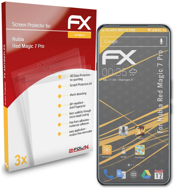 atFoliX FX-Antireflex Displayschutzfolie für Nubia Red Magic 7 Pro