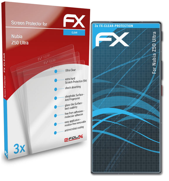 atFoliX FX-Clear Schutzfolie für Nubia Z50 Ultra