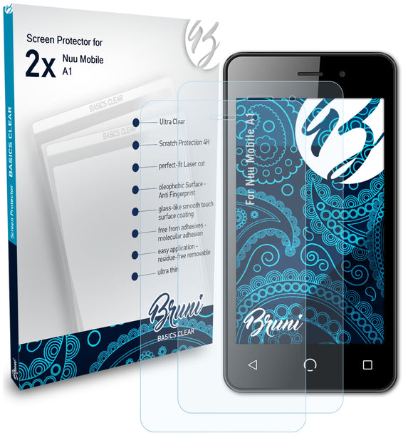 Bruni Basics-Clear Displayschutzfolie für Nuu Mobile A1