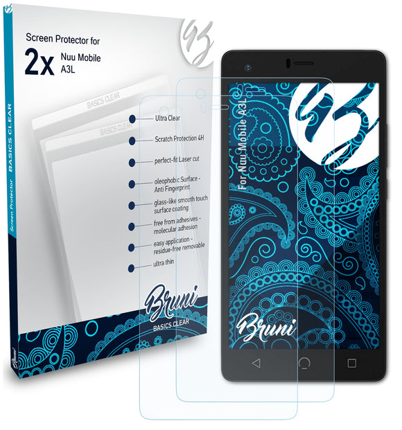 Bruni Basics-Clear Displayschutzfolie für Nuu Mobile A3L