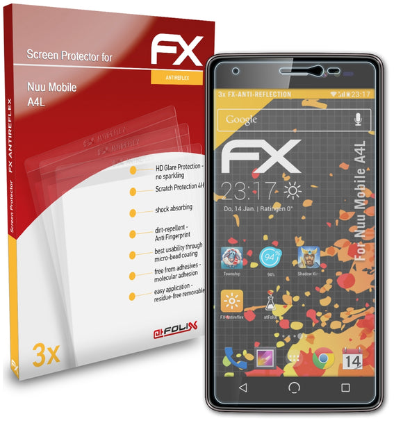 atFoliX FX-Antireflex Displayschutzfolie für Nuu Mobile A4L