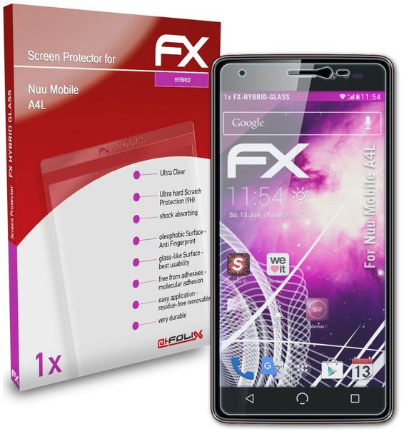 atFoliX FX-Hybrid-Glass Panzerglasfolie für Nuu Mobile A4L