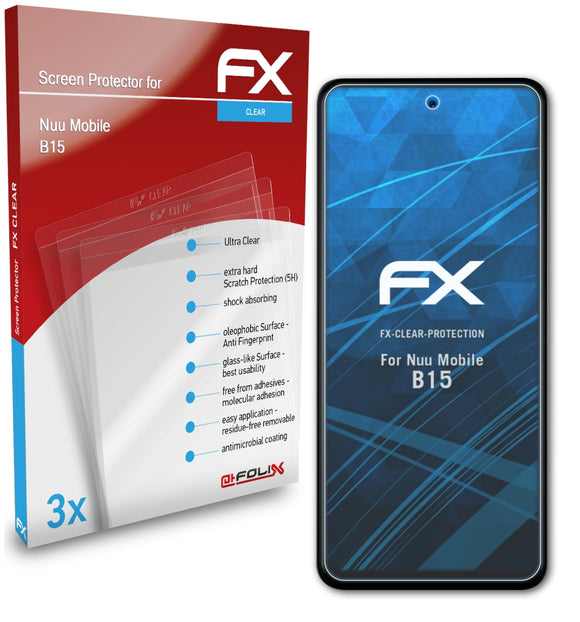 atFoliX FX-Clear Schutzfolie für Nuu Mobile B15