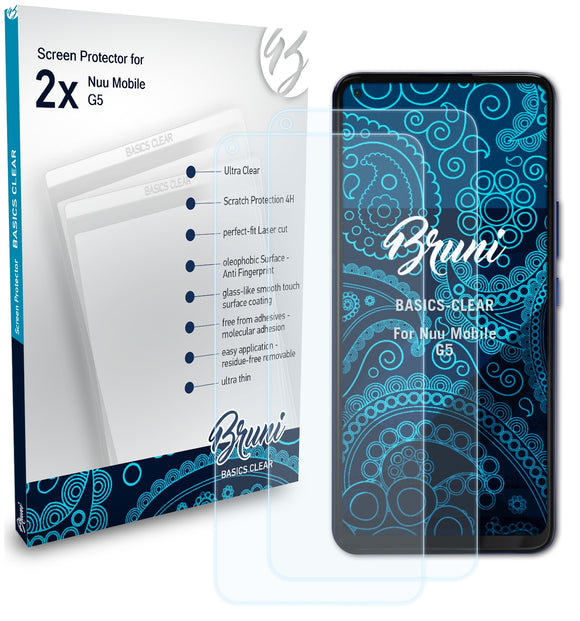Bruni Basics-Clear Displayschutzfolie für Nuu Mobile G5