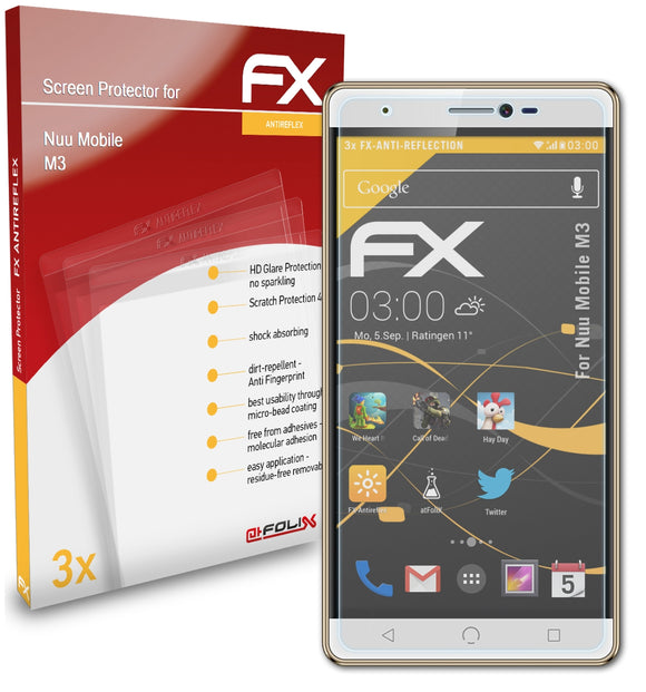 atFoliX FX-Antireflex Displayschutzfolie für Nuu Mobile M3