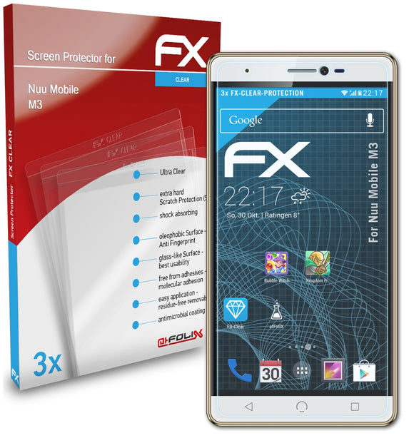 atFoliX FX-Clear Schutzfolie für Nuu Mobile M3