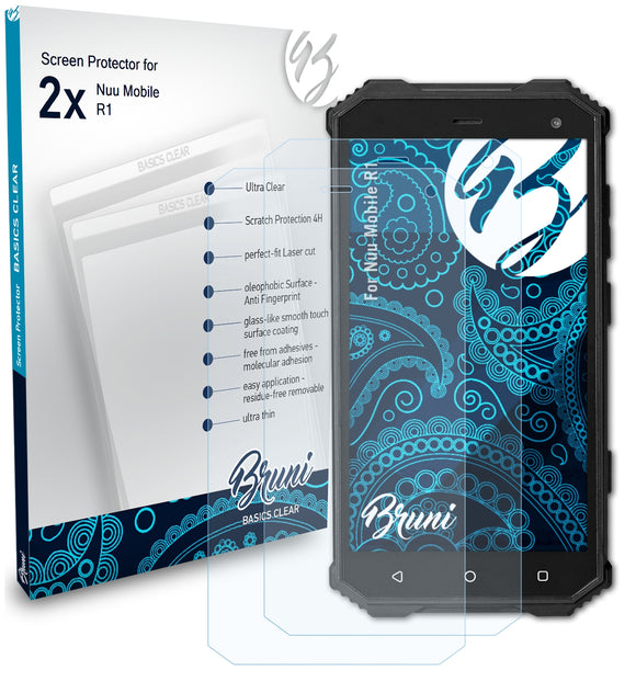 Bruni Basics-Clear Displayschutzfolie für Nuu Mobile R1