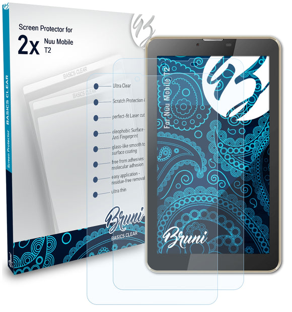 Bruni Basics-Clear Displayschutzfolie für Nuu Mobile T2