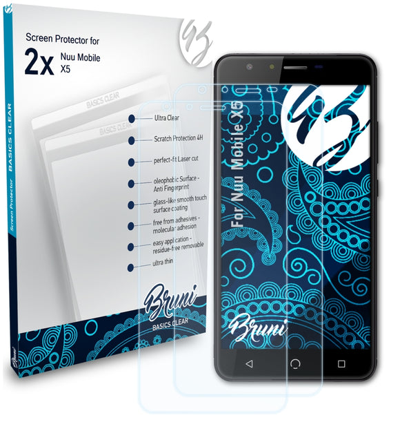 Bruni Basics-Clear Displayschutzfolie für Nuu Mobile X5
