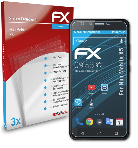 atFoliX FX-Clear Schutzfolie für Nuu Mobile X5