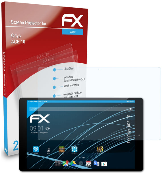 atFoliX FX-Clear Schutzfolie für Odys ACE 10