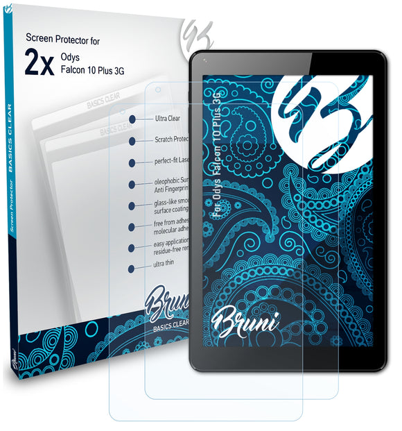 Bruni Basics-Clear Displayschutzfolie für Odys Falcon 10 Plus 3G