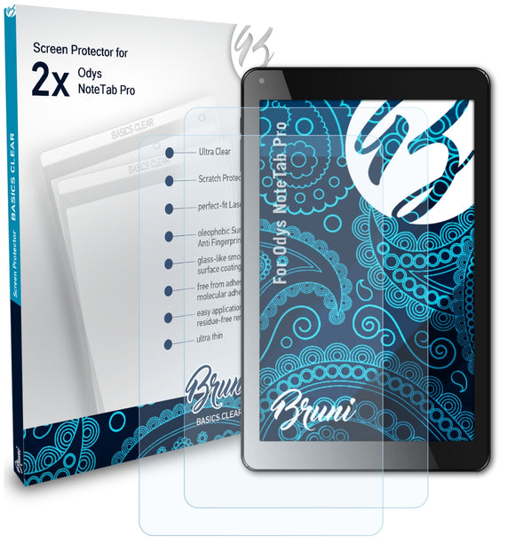 Bruni Basics-Clear Displayschutzfolie für Odys NoteTab Pro