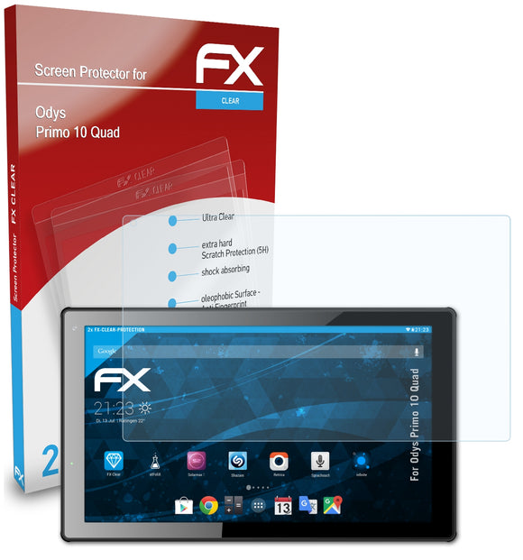 atFoliX FX-Clear Schutzfolie für Odys Primo 10 Quad