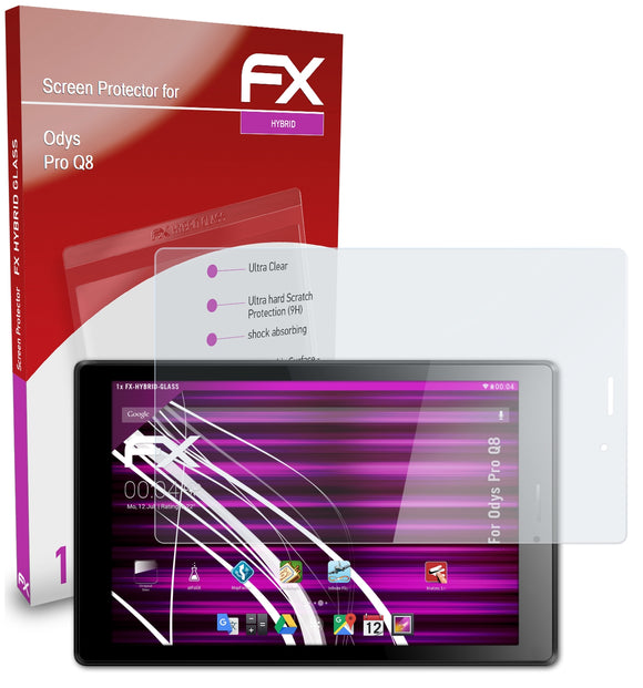 atFoliX FX-Hybrid-Glass Panzerglasfolie für Odys Pro Q8