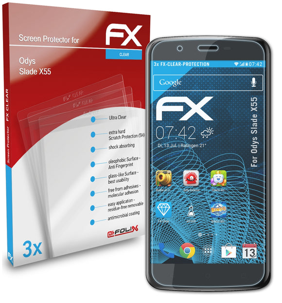 atFoliX FX-Clear Schutzfolie für Odys Slade X55