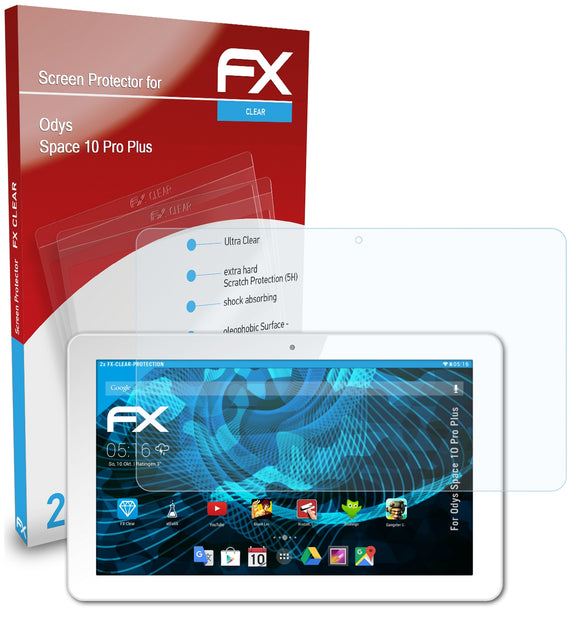atFoliX FX-Clear Schutzfolie für Odys Space 10 Pro Plus