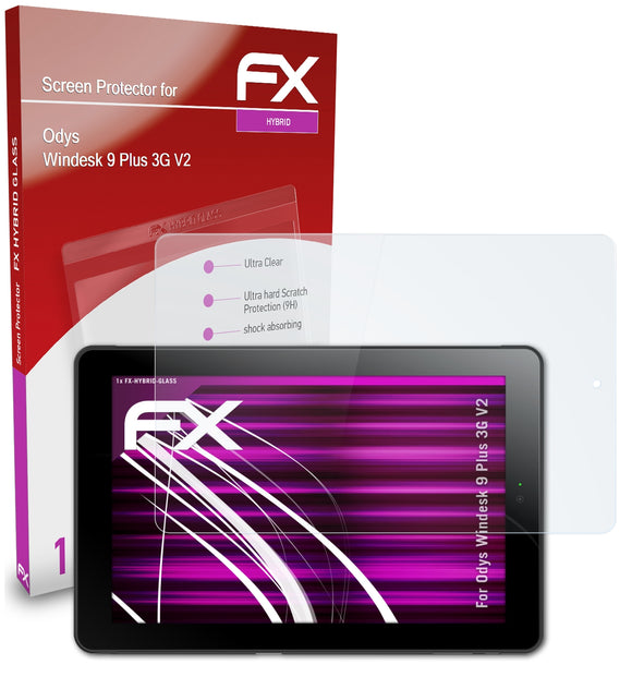 atFoliX FX-Hybrid-Glass Panzerglasfolie für Odys Windesk 9 Plus 3G V2