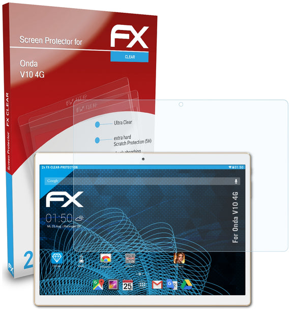 atFoliX FX-Clear Schutzfolie für Onda V10 4G