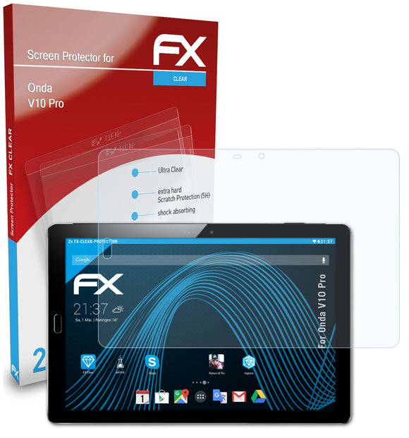 atFoliX FX-Clear Schutzfolie für Onda V10 Pro