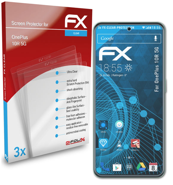 atFoliX FX-Clear Schutzfolie für OnePlus 10R 5G