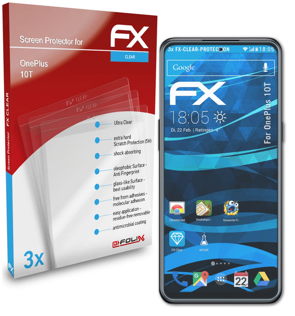 atFoliX FX-Clear Schutzfolie für OnePlus 10T