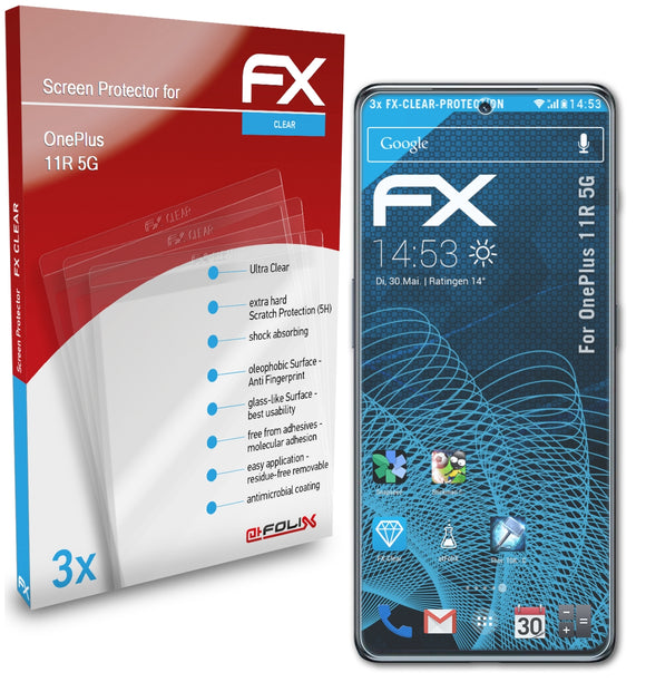 atFoliX FX-Clear Schutzfolie für OnePlus 11R 5G