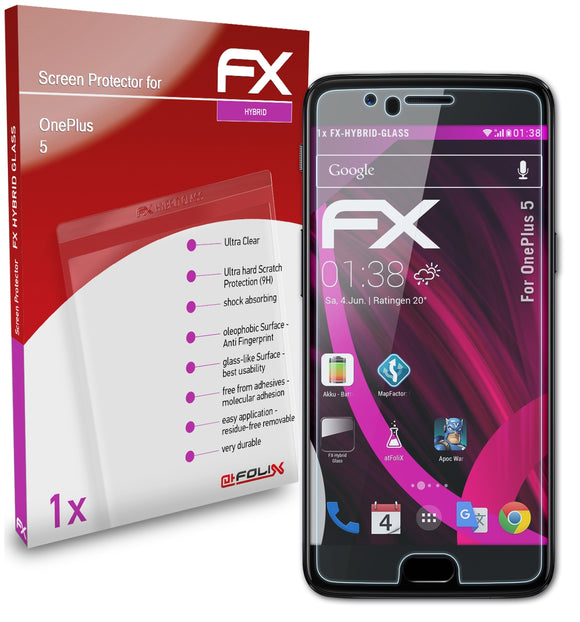 atFoliX FX-Hybrid-Glass Panzerglasfolie für OnePlus 5