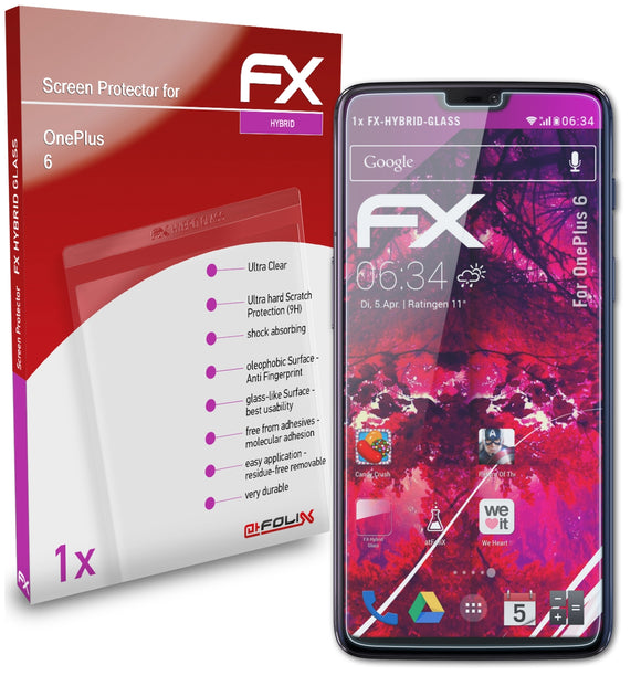 atFoliX FX-Hybrid-Glass Panzerglasfolie für OnePlus 6