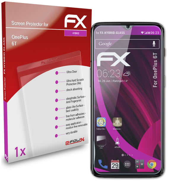 atFoliX FX-Hybrid-Glass Panzerglasfolie für OnePlus 6T