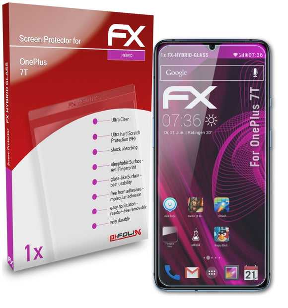 atFoliX FX-Hybrid-Glass Panzerglasfolie für OnePlus 7T